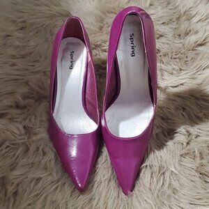 Vintage Y2K Light Purple Leather-Like Patent Heels
